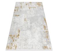 Tapis moderne DUKE 51378 crème / or - Béton pierre structuré très doux franges 140x190 cm