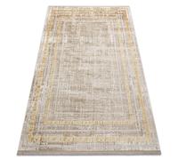 Tapis moderne DUKE 51523 beige / or - Cadre structuré très doux franges 140x190 cm