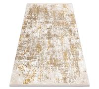 Tapis moderne DUKE 51546 beige / or - Vintage structuré très doux franges 140x190 cm