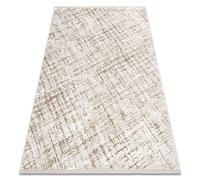 Tapis moderne DUKE 51550 beige / crème - Treillis structuré très doux franges 140x190 cm
