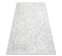 Tapis moderne DUKE 51550 crème / gris - Treillis structuré très doux franges 80x150 cm