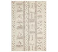 Tapis Moderne en Coton avec Motif Géométrique 160 x 230 cm Beige et Rose Edirne