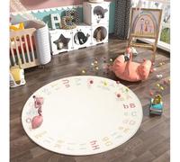 Tapis Moderne Extra Doux - MERKMAK - Blanc - 100x100 cm - rond - Intérieur