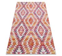 Tapis moderne MUNDO D7591 diamants 3D extérieur rose / beige 80x250 cm