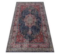 Tapis moderne MUNDO E0551 ornement cadre vintage extérieur rouge / noir 140x190 cm
