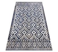 Tapis moderne MUNDO E0561 diamants zigzag 3D extérieur bleu / beige 120x170 cm