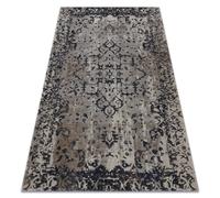 Tapis moderne MUNDO E0681 ornement cadre vintage extérieur beige / noir 160x220 cm