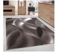 Carpettex Teppich Tapis de salon, à poils courts, 160 x 230 cm, marron, moderne, design abstrait, vagues, moelleux, doux, lavable