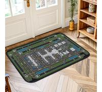 Tapis moderne pour aéroport Terminal Runway Map 0,6 x 0,9 m | Thème aviation, motif de piste, disposition des terminaux, illustration graphique, décoration de transport
