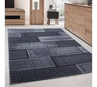 Tapis moderne pour salon - Poils courts - Noir et gris - 200 x 290 cm