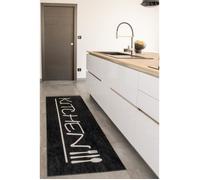 Tapis Moderne - STAMPA 8170 Kitchen - Noir - 100% polyester - 50x80 cm - Intérieur - NAZAR