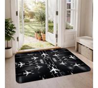 Tapis moderne sur le thème des pistes d'aviation, 0,6 x 0,9 m | Thème de l'aviation, motif de passerelle, minimaliste moderne, passionné de voyage, décoration de sol d'intérieur