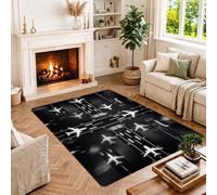 Tapis moderne sur le thème des pistes d'aviation, 1,2 x 1,8 m | Thème de l'aviation, motif de passerelle, minimaliste moderne, passionné de voyage, décoration de sol d'intérieur