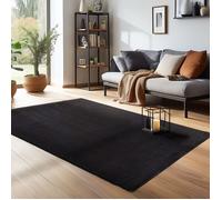Tapis moelleux moderne poil court uni avec une face inférieure antidérapante lavable et doux Couleur: Noir Taille: 160 x 230 cm