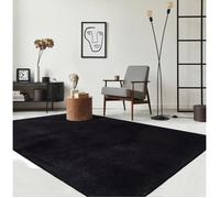 the carpet Relax - Tapis Moderne Moelleux à Poils Courts, antidérapant, Lavable Jusqu’à 30°C, Super Doux, Aspect Fourrure, pour Salon et Chambre, décoratif, Noir, 80 x 300 cm