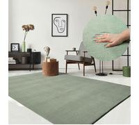 the carpet Relax - Tapis Moderne Moelleux à Poils Courts, antidérapant, Lavable Jusqu’à 30°C, Super Doux, Aspect Fourrure, pour Salon et Chambre, décoratif, Vert, 60 x 110 cm