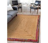 Tapis multi-usages en coton et jute naturelle tissée à la main pour salon, 0,9 x 2,4 m - Tapis de style rustique bohème, durable et élégant