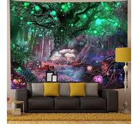 Tapis mural Unyqoos® – Arbre psychédélique avec soleil et lune, 100% polyester, décoration murale polyvalente pour un style bohème, idéal également comme nappe ou comme couvre-lit