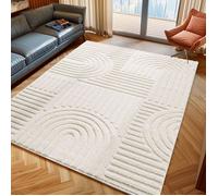 Tapis - NAZAR RUGS - TURIN - Géométrique en relief - Crème - D 120 cm
