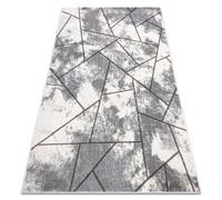 Tapis NOBLE moderne 1518 67 vintage géométrique - Structural deux niveaux de molleton crème / gris 180x270 cm