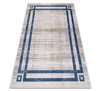Tapis NOBLE moderne 1539 68 Cadre vintage - Structural deux niveaux de molleton crème / bleu 120x170 cm