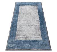 Tapis NOBLE moderne 9730 68 Cadre vintage - Structural deux niveaux de molleton crème / bleu 200x290 cm