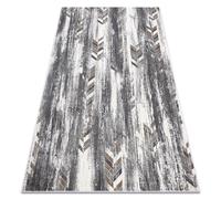 Tapis NOBLE moderne 9732 47 Chevrons vintage - Structural deux niveaux de molleton gris / beige 80x150 cm