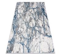 Tapis NOBLE moderne 9962 68 Marbre calcul - Structural deux niveaux de molleton crème / bleu 80x150 cm
