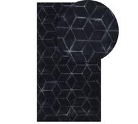 Tapis Noir en Polyester 80 x 150 cm Moelleux Fausse Fourrure de Lapin Thatta