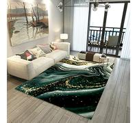 Tapis Noir Or Marbre Vert Peinture À l'huile Abstraite Tapis Salon Style Nordique 3D Tapis Garçon Chambre Chaise Pad Filles Chambre Dust Pad Balcon Carpet Couloir Rug (50x120 cm, Vert)
