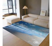 Tapis Ocean Area 80x150 Tapis de Salon Lavable Bleu Marine | Tapis Blue Sky Design Beach antidérapant résistant taches facile nettoyer poil bas moquette douce chambre résidence