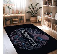 Tapis Octopus Adventure Ocean Tentacules Vagues Summer Tapis rectangulaire à poils courts en éponge qui ne perd pas ses poils pour salon, chambre à coucher, décoration d'intérieur, salle à manger, 1,2