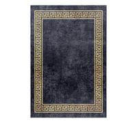 Tapis orient 200x290 rectangle noir et beige tissé motifs orientaux HUSLIA