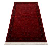 Tapis ORIENT 5125 bordeaux / noir Cadre classique ornement à franges 250x350 cm