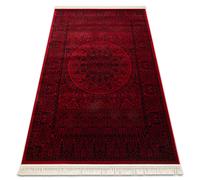 Tapis ORIENT 6039 bordeaux / noir Cadre rosette oriental à franges 180x270 cm