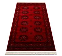 Tapis ORIENT 6871 bordeaux / noir Cadre classique ornement à franges 200x290 cm