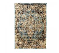 Tapis oriental 60x110 rectangle marron et bleu tissé motif ethnique MADALLIA
