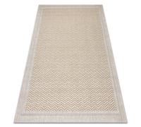 Tapis ORIGI 3739 crème / beige - Cadre chevron ficelle SISAL tissée à plat 78x150 cm