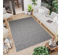 Tapis Outdoor Indoor Gris foncé Grille Balcon Terrasse Cuisine Résistant aux intempéries Résistant aux UV 140 x 200 cm