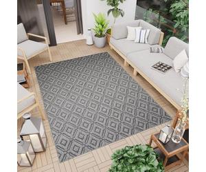 Tapis Outdoor Indoor Gris foncé Grille Balcon Terrasse Cuisine Résistant aux intempéries Résistant aux UV 140 x 200 cm