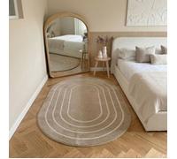 Tapis ovale à poils doux effet shaggy beige 120x170