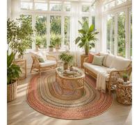 Tapis Ovale en Jute Multicolore Fait Main Style Bohème Salsa pour Salon