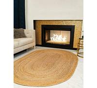 Tapis Ovale en Jute Naturel tressé à la Main Vipanth Tapis Rustique Fait à la Main pour la décoration intérieure (90 x 150 cm (3x5 Feet))