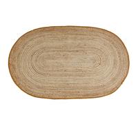 Tapis ovale en jute tressé et passpoil en coton ocre 90x150 90x150cm Jaune