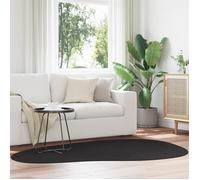 Tapis ovale HUARTE 140 x 200 cm noir - poils courts, lavable, antidérapant