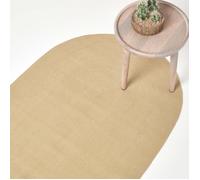 Tapis ovale tissé à plat en coton Beige, 50 x 80 cm