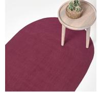 HOMESCAPES Tapis Ovale Artisanal tissé à Plat en Coton Prune pour la Chambre ou Le Salon, 50 x 80 cm