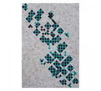 Tapis peau de vache 80x150 kilim fait main turquoise