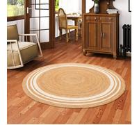 Tapis - PERGAMON - Salsa - Jute Naturel - Rond - 120x120 cm - Rayures Crème Beige