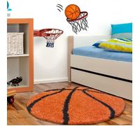 Carpettex Tapis à Poils Longs en Forme de Basket-Ball pour Chambre d'enfant, Moelleux et Super Doux., Couleur: Orange, Taille: 120 cm Rond